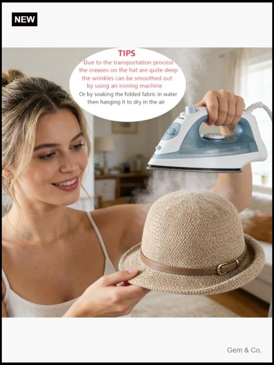 Women Vintage Cloche Sun Hat UPF 50+ Rolled Brim Straw Bucket Hat Travel main image 5